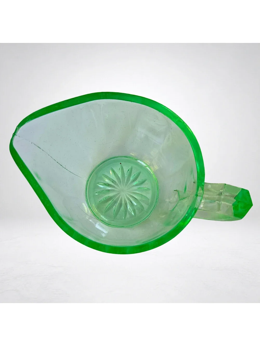 Vaseline Uranium Glass Creamer Art Deco Bartlett Collins Glows